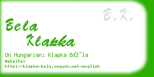 bela klapka business card